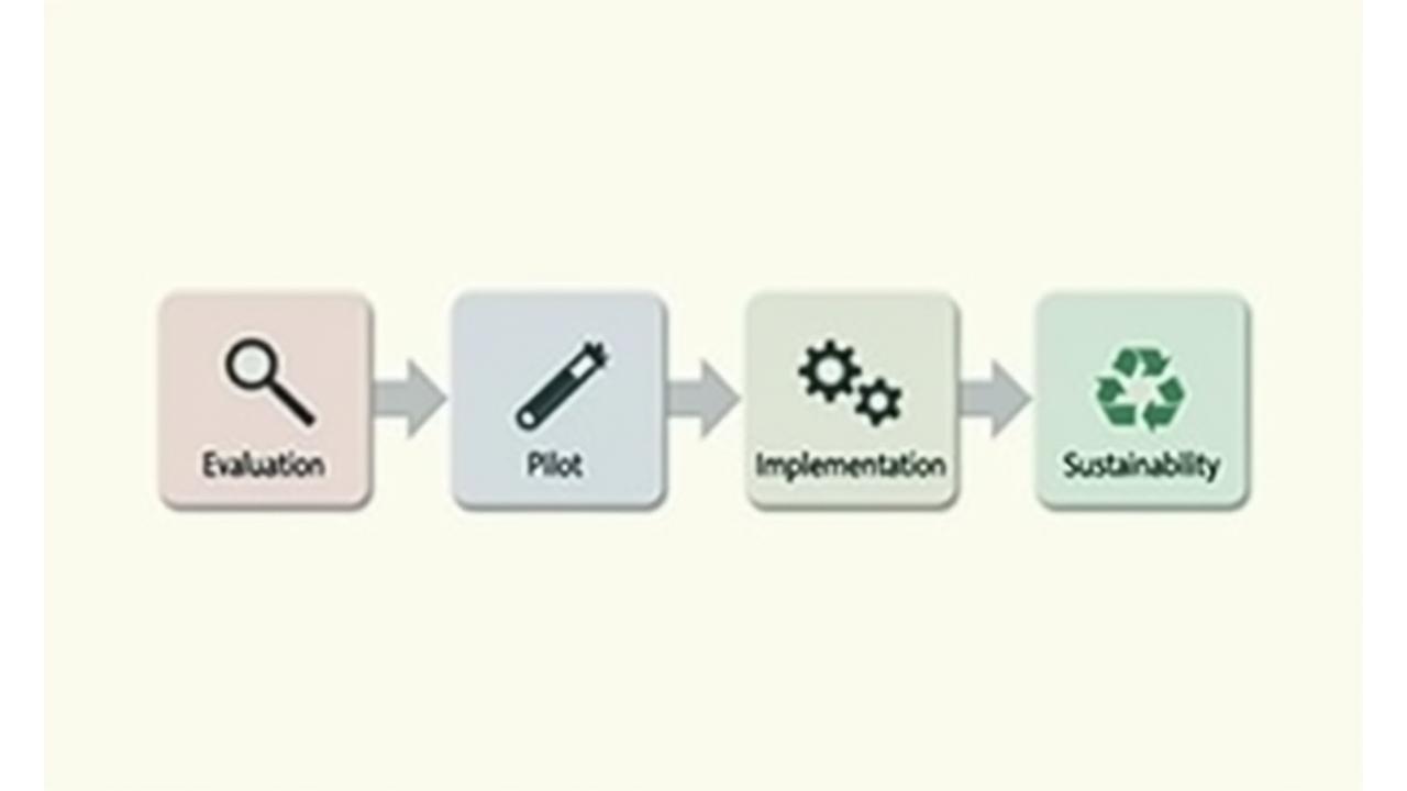 Diagrama de flujo claro y conciso de la metodología de 4 fases para la implementación de programas de bienestar corporativo, con iconos que representan cada etapa