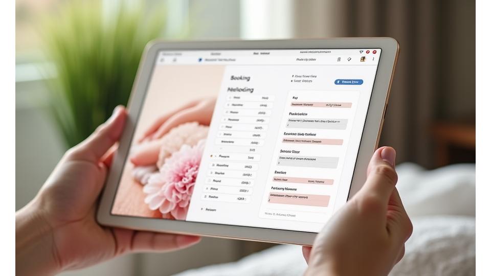 Interfaz de un sistema de reservas online con un calendario y opciones de selección para clases de bienestar.